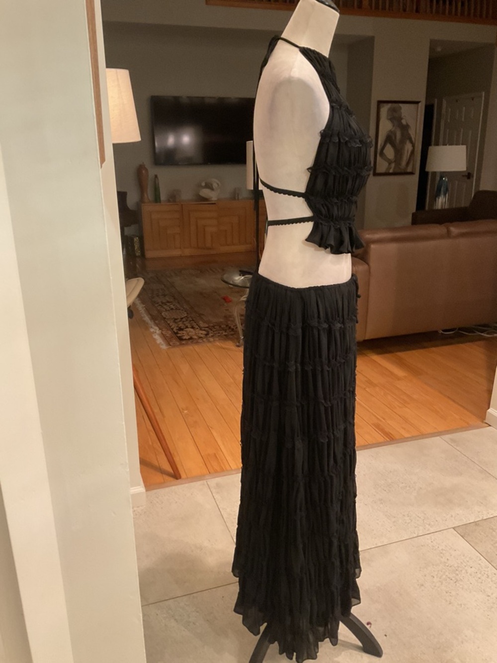Black Sheer Tiered Maxi Skirt - Picture 8 of 16